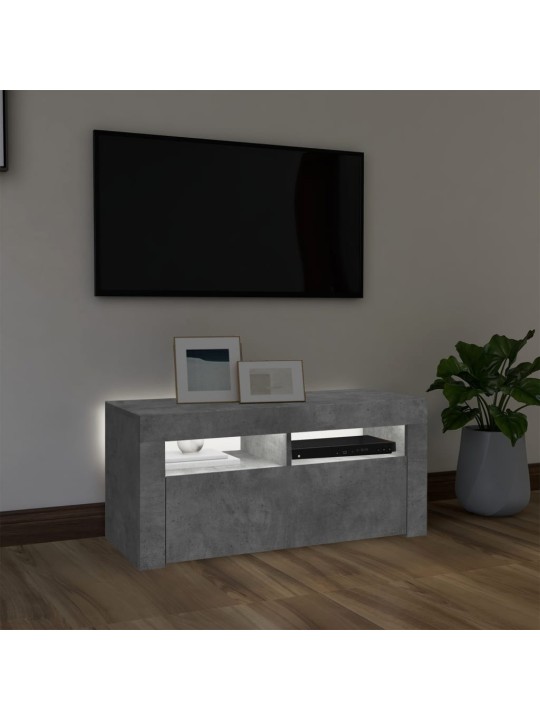 Tv galdiņš ar led lampiņām, 90x35x40 cm, betona pelēks