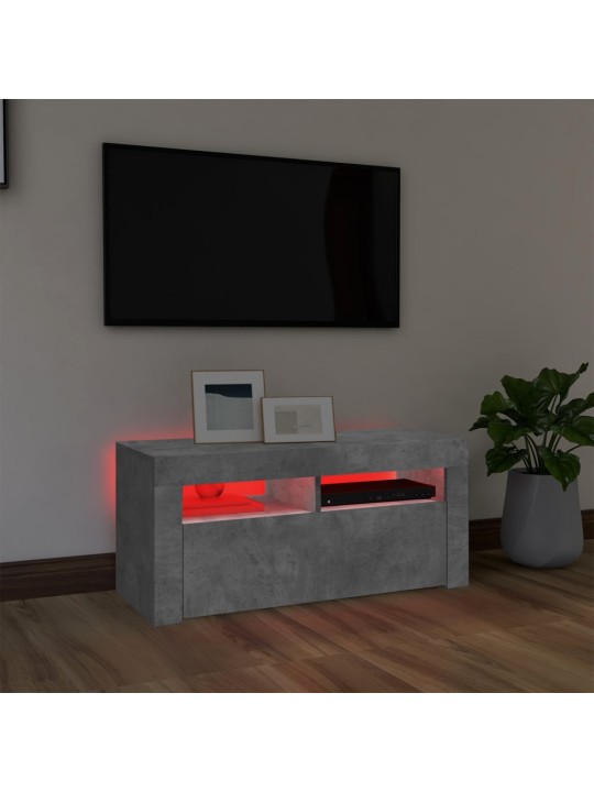 Tv galdiņš ar led lampiņām, 90x35x40 cm, betona pelēks