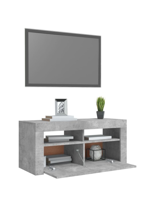 Tv galdiņš ar led lampiņām, 90x35x40 cm, betona pelēks