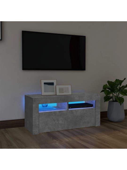 Tv galdiņš ar led lampiņām, 90x35x40 cm, betona pelēks