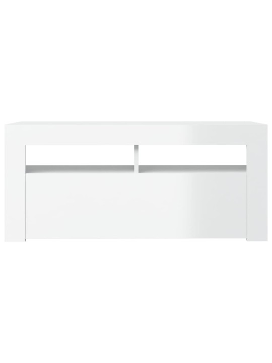 Tv galdiņš ar led lampiņām, 90x35x40 cm, spīdīgi balts