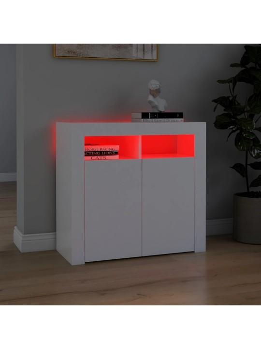 Kumode ar led lampiņām, 80x35x75 cm, balta
