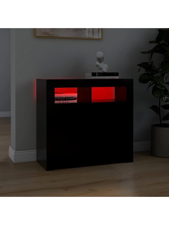 Kumode ar led lampiņām, 80x35x75 cm, melna