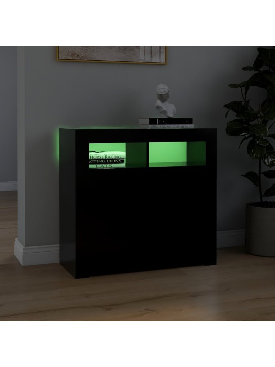 Kumode ar led lampiņām, 80x35x75 cm, melna