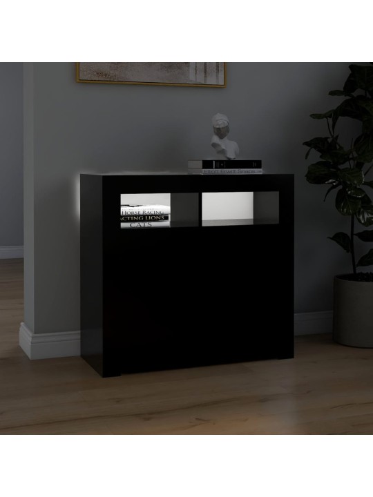 Kumode ar led lampiņām, 80x35x75 cm, melna