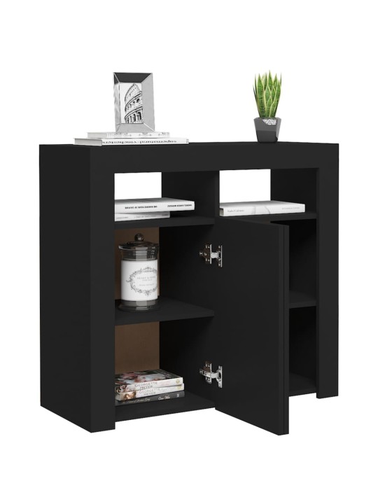 Kumode ar led lampiņām, 80x35x75 cm, melna