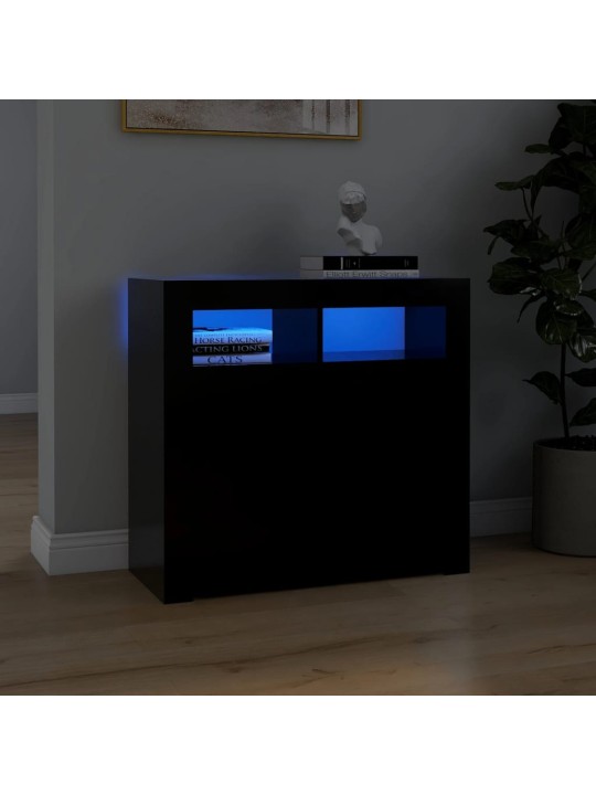 Kumode ar led lampiņām, 80x35x75 cm, melna