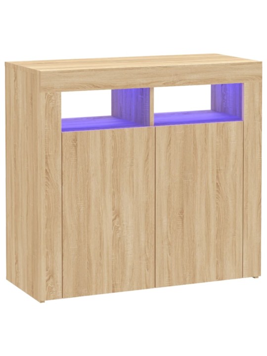 Kumode ar led lampiņām, ozolkoka krāsa, 80x35x75 cm