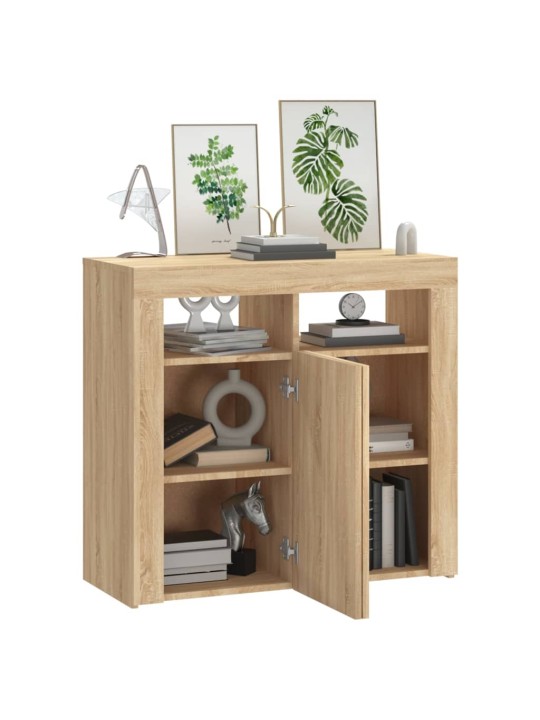 Kumode ar led lampiņām, ozolkoka krāsa, 80x35x75 cm