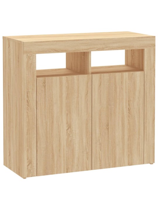 Kumode ar led lampiņām, ozolkoka krāsa, 80x35x75 cm