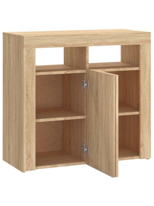 Kumode ar led lampiņām, ozolkoka krāsa, 80x35x75 cm