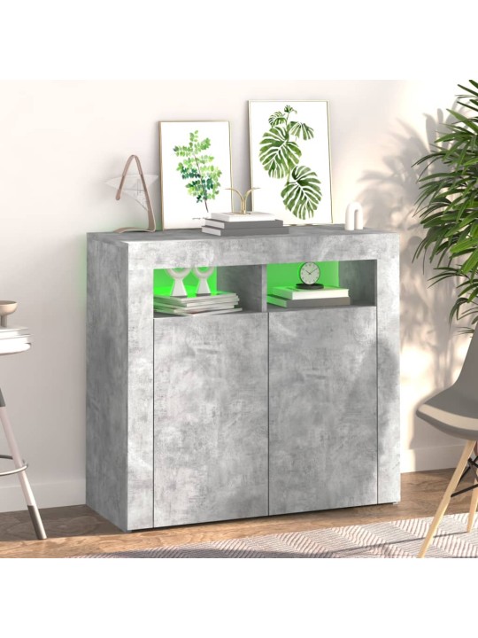 Kumode ar led lampiņām, 80x35x75 cm, betona pelēka