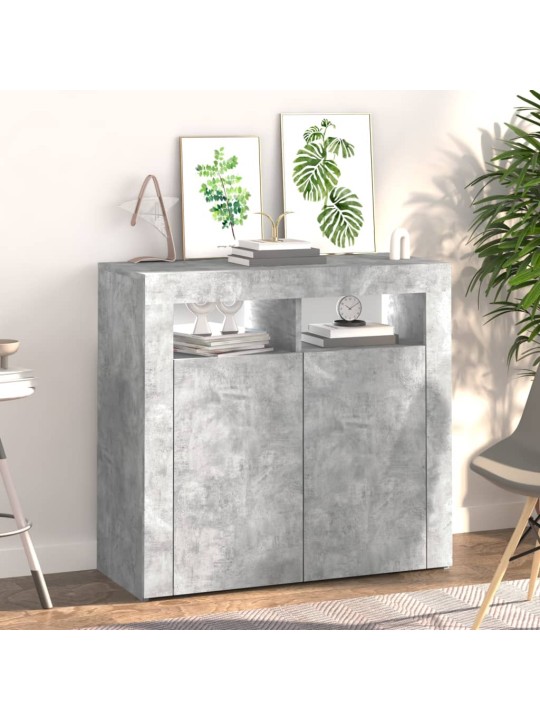 Kumode ar led lampiņām, 80x35x75 cm, betona pelēka