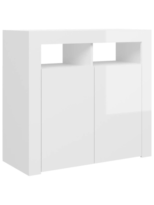 Kumode ar led lampiņām, spīdīgi balta, 80x35x75 cm