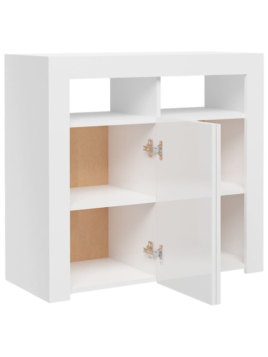 Kumode ar led lampiņām, spīdīgi balta, 80x35x75 cm