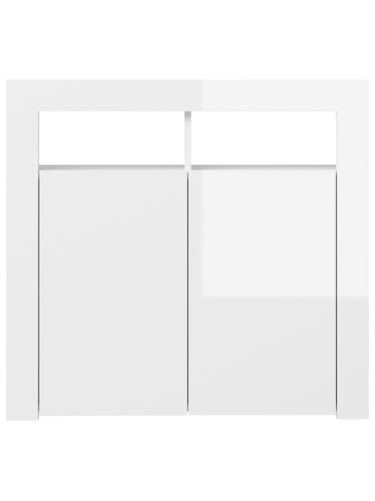 Kumode ar led lampiņām, spīdīgi balta, 80x35x75 cm