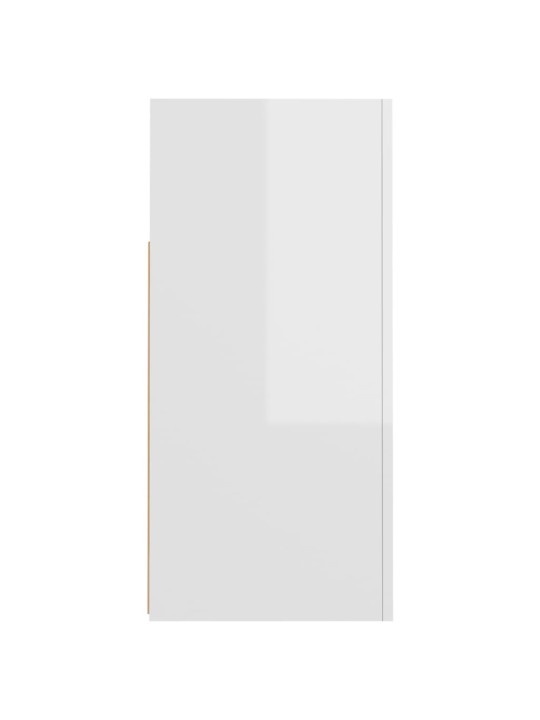 Kumode ar led lampiņām, spīdīgi balta, 80x35x75 cm