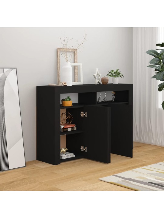 Kumode ar led lampiņām, melna, 115,5x30x75 cm