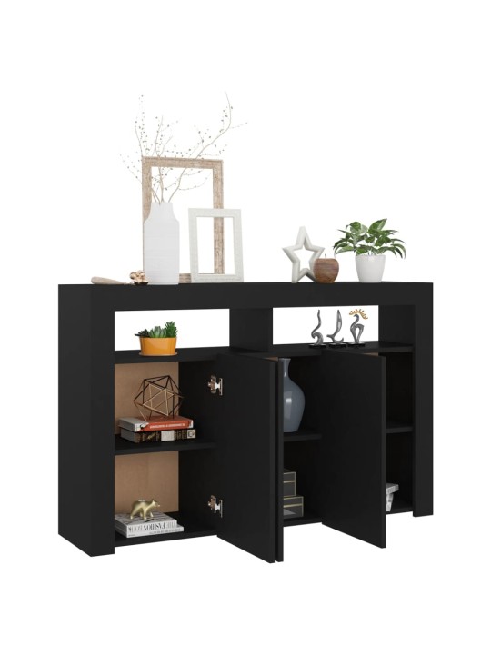 Kumode ar led lampiņām, melna, 115,5x30x75 cm