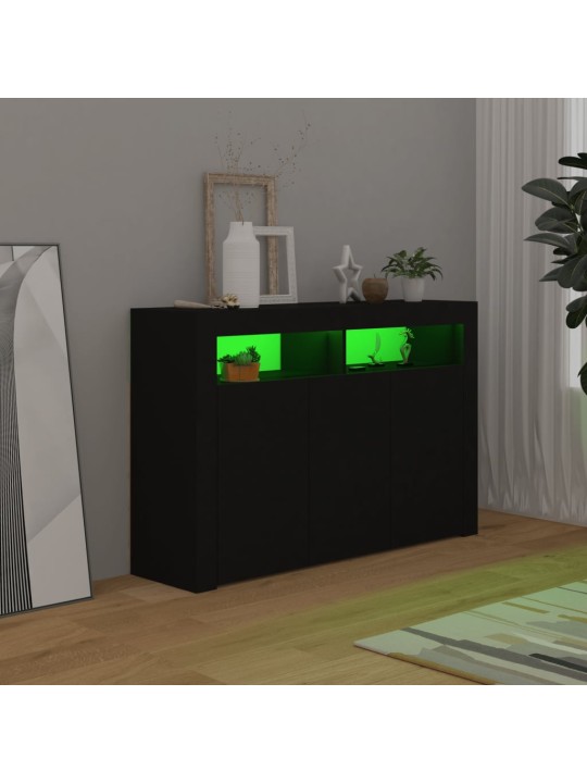 Kumode ar led lampiņām, melna, 115,5x30x75 cm
