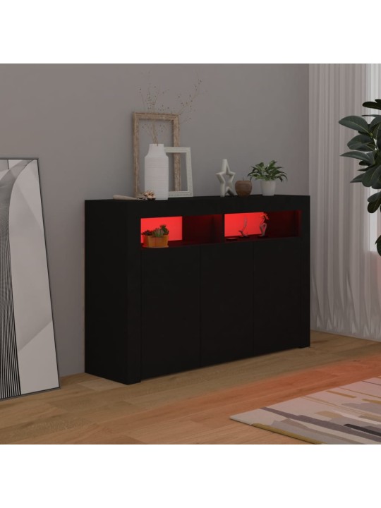 Kumode ar led lampiņām, melna, 115,5x30x75 cm