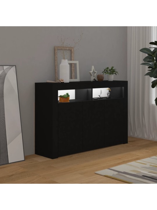 Kumode ar led lampiņām, melna, 115,5x30x75 cm