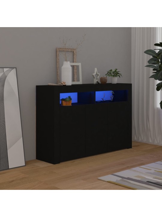 Kumode ar led lampiņām, melna, 115,5x30x75 cm