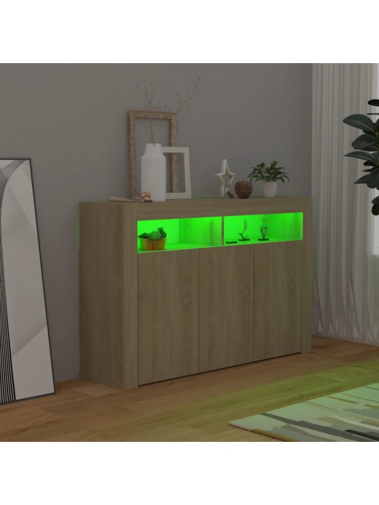 Kumode ar led lampiņām, 115,5x30x75 cm, ozolkoka krāsa