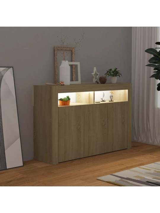 Kumode ar led lampiņām, 115,5x30x75 cm, ozolkoka krāsa
