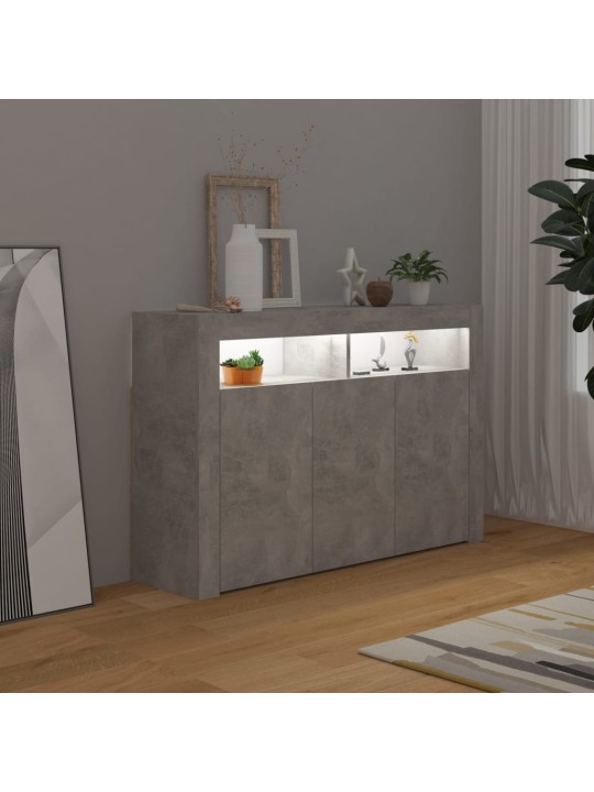 Kumode ar led lampiņām, 115,5x30x75 cm, betona pelēka