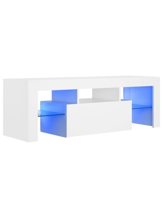 Tv galdiņš ar led lampiņām, 120x35x40 cm, balts