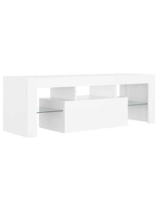 Tv galdiņš ar led lampiņām, 120x35x40 cm, balts