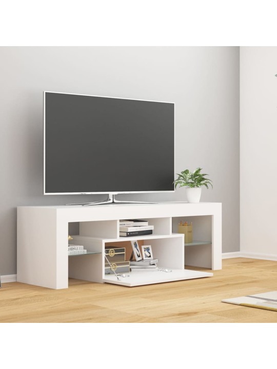 Tv galdiņš ar led lampiņām, 120x35x40 cm, balts