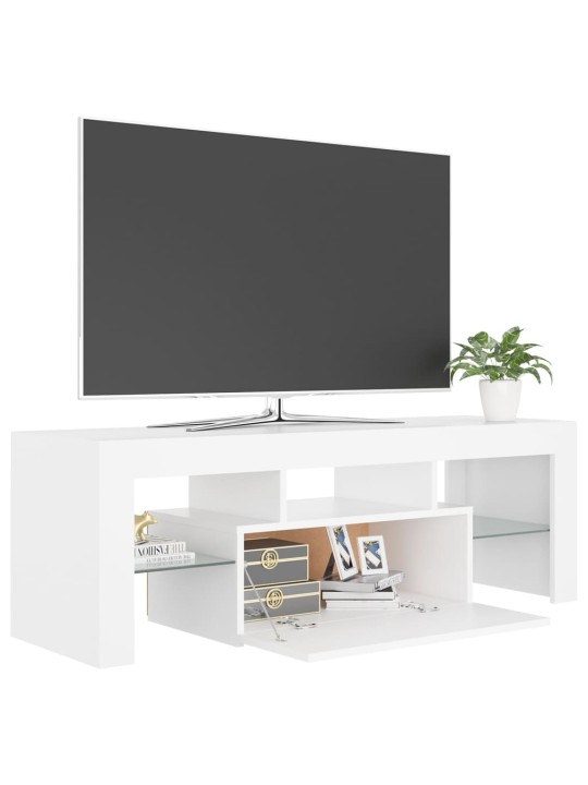 Tv galdiņš ar led lampiņām, 120x35x40 cm, balts