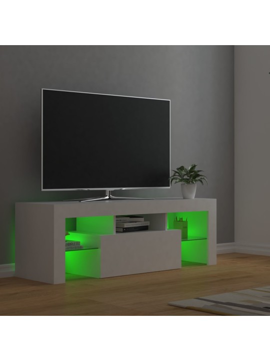 Tv galdiņš ar led lampiņām, 120x35x40 cm, balts