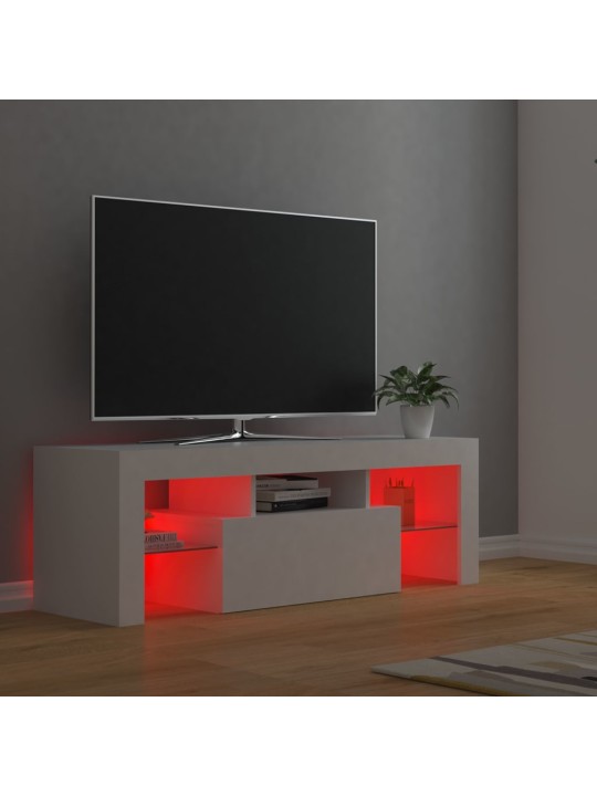 Tv galdiņš ar led lampiņām, 120x35x40 cm, balts