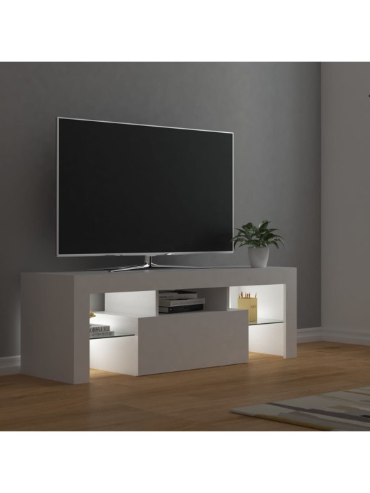 Tv galdiņš ar led lampiņām, 120x35x40 cm, balts