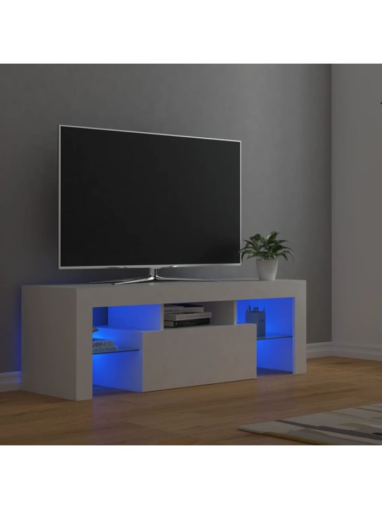 Tv galdiņš ar led lampiņām, 120x35x40 cm, balts