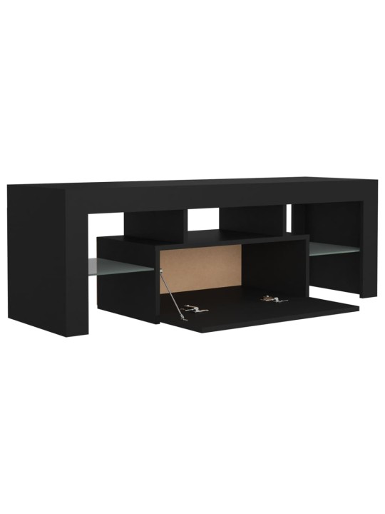 Tv galdiņš ar led lampiņām, 120x35x40 cm, melns