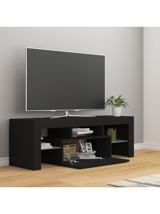 Tv galdiņš ar led lampiņām, 120x35x40 cm, melns
