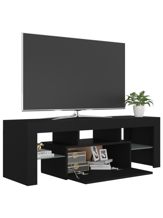 Tv galdiņš ar led lampiņām, 120x35x40 cm, melns