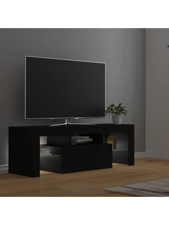 Tv galdiņš ar led lampiņām, 120x35x40 cm, melns