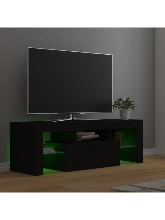 Tv galdiņš ar led lampiņām, 120x35x40 cm, melns