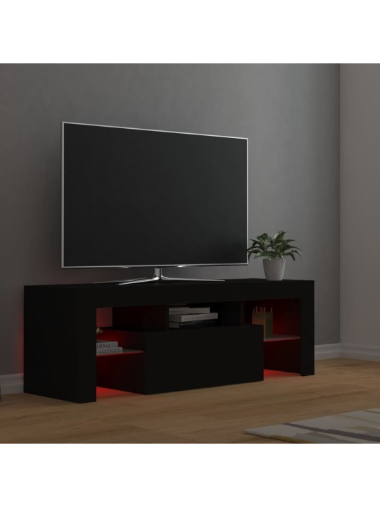 Tv galdiņš ar led lampiņām, 120x35x40 cm, melns