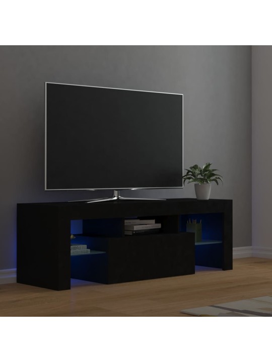 Tv galdiņš ar led lampiņām, 120x35x40 cm, melns
