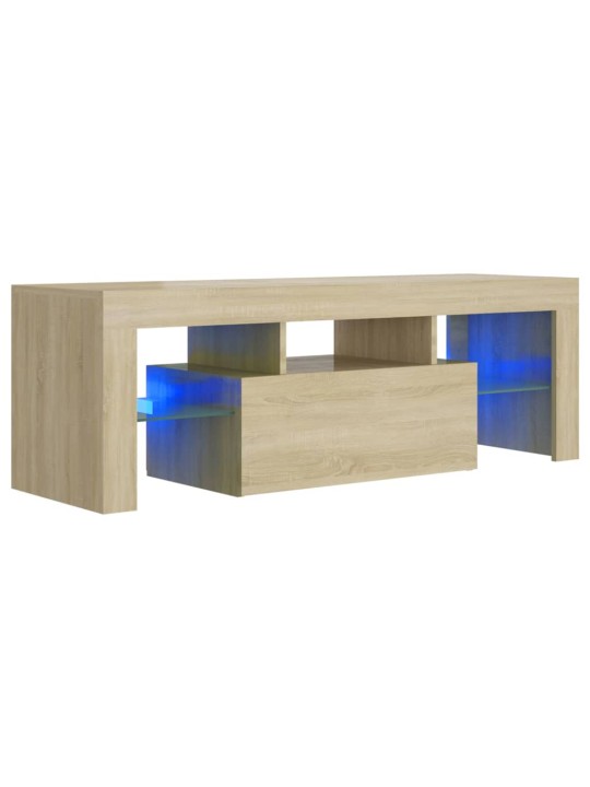 Tv galdiņš ar led lampiņām, 120x35x40 cm, ozolkoka krāsā