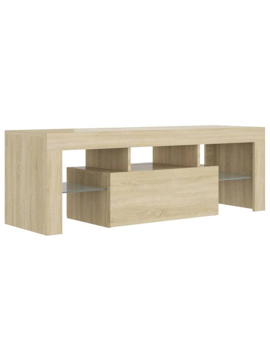 Tv galdiņš ar led lampiņām, 120x35x40 cm, ozolkoka krāsā