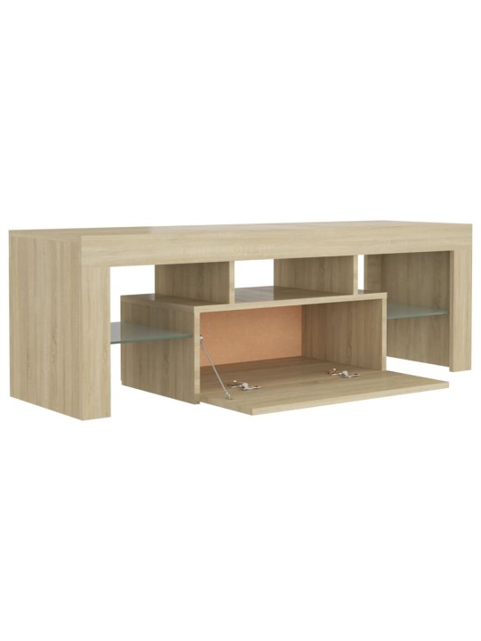 Tv galdiņš ar led lampiņām, 120x35x40 cm, ozolkoka krāsā