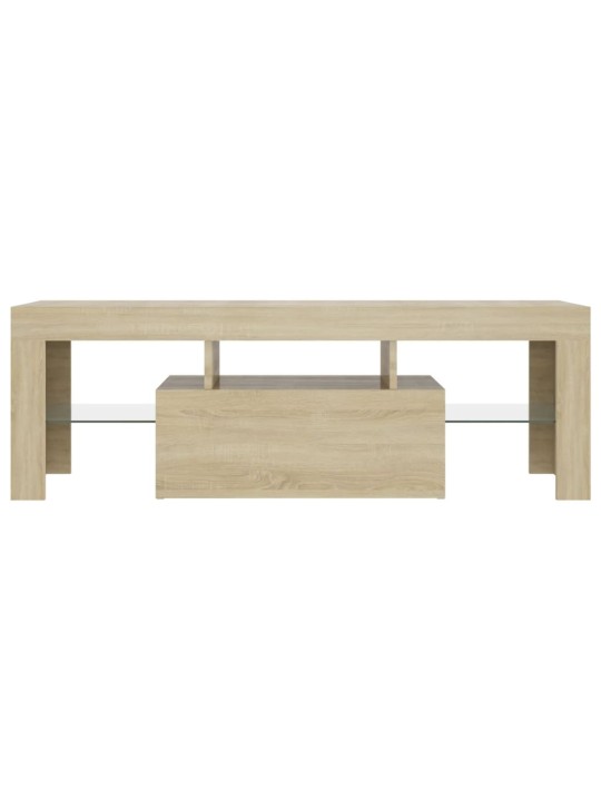 Tv galdiņš ar led lampiņām, 120x35x40 cm, ozolkoka krāsā