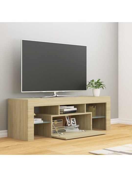 Tv galdiņš ar led lampiņām, 120x35x40 cm, ozolkoka krāsā